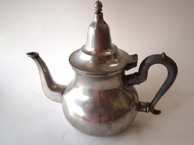 A lovely 19th century Dutch pear form pewter tea or coffee pot
